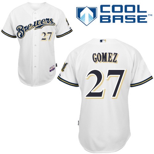 Carlos Gomez Milwaukee Brewers #27 Home Big And Tall Cool Base Jersey - White