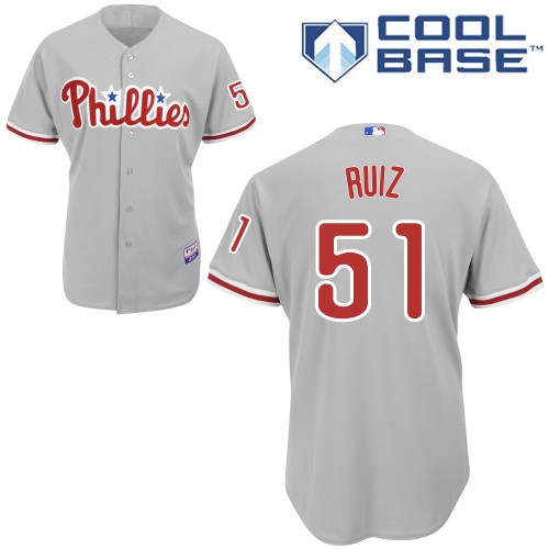 Carlos Ruiz Philadelphia Phillies #51 Away Big And Tall Cool Base Jersey - Gray