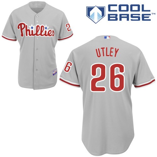 Chase Utley Philadelphia Phillies #26 Away Big And Tall Cool Base Jersey - Gray