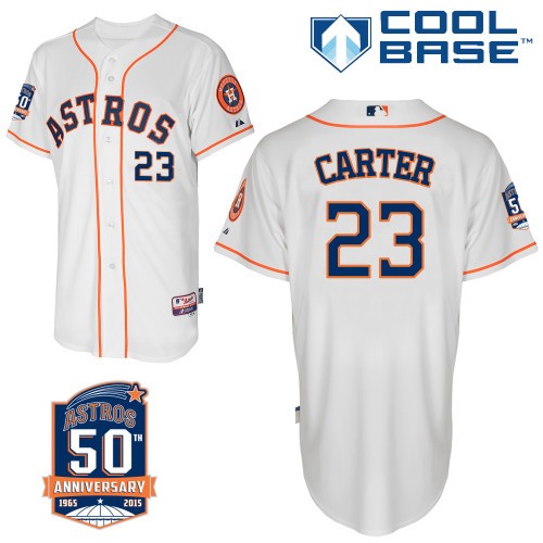 Chris Carter Houston Astros #23 Home 50th Big And Tall Cool Base Jersey - White