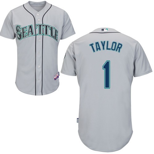 Chris Taylor Seattle Mariners #1 Away Big And Tall Cool Base Jersey - Metallic Silver Gray