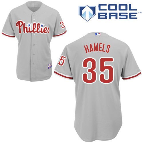 Cole Hamels Philadelphia Phillies #35 Away Big And Tall Cool Base Jersey - Gray