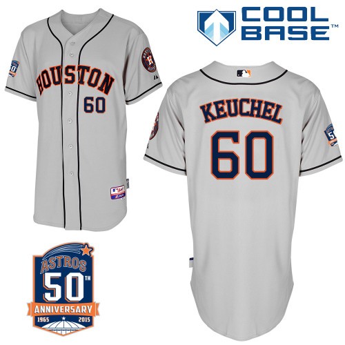 Dallas Keuchel Houston Astros #60 Away 50th Big And Tall Cool Base Jersey - Gray