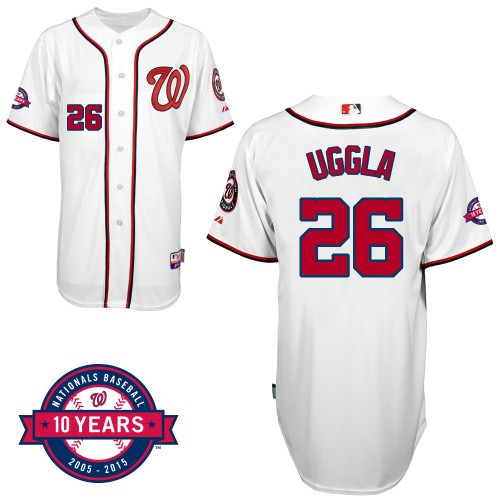 Dan Uggla Washington Nationals #26 Home 10th Patch Big And Tall Cool Base Jersey - White