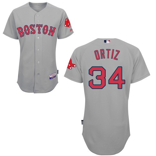 David Ortiz Boston Red Sox #34 Away Big And Tall Cool Base Jersey - Gray