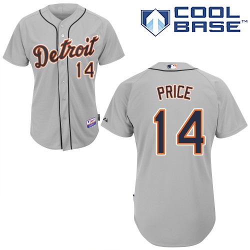 David Price Detroit Tigers #14 Away Big And Tall Cool Base Jersey - Gray