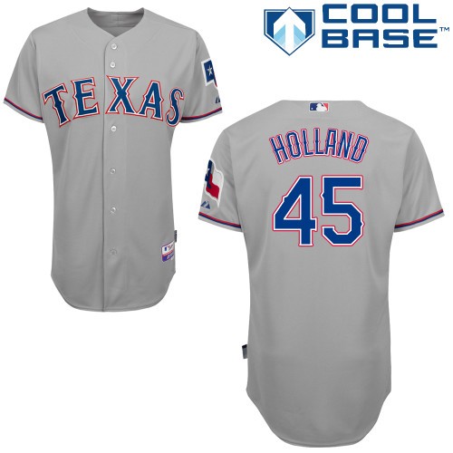 Derek Holland Texas Rangers #45 Away Big And Tall Cool Base Jersey - Gray