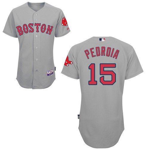 Dustin Pedroia Boston Red Sox #15 Away Big And Tall Cool Base Jersey - Gray