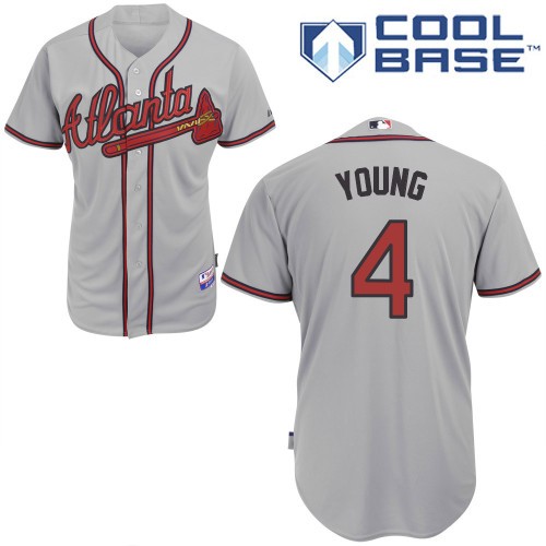 Eric Young Jr Atlanta Braves #4 Away Big And Tall Cool Base Jersey - Gray