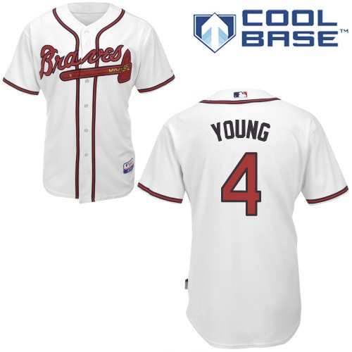 Eric Young Jr Atlanta Braves #4 Home Big And Tall Cool Base Jersey - White