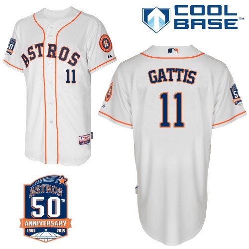 Evan Gattis Houston Astros #11 Home 50th Big And Tall Cool Base Jersey - White