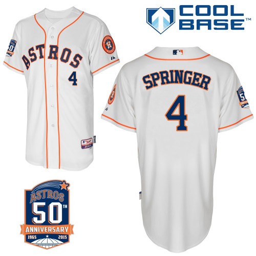 George Springer Houston Astros #4 Home 50th Big And Tall Cool Base Jersey - White