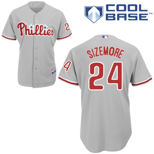 Grady Sizemore Philadelphia Phillies #24 Away Big And Tall Cool Base Jersey - Gray