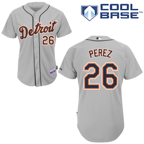 Hernan Perez Detroit Tigers #26 Away Big And Tall Cool Base Jersey - Gray