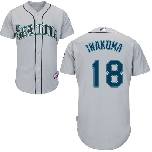 Hisashi Iwakuma Seattle Mariners #18 Away Big And Tall Cool Base Jersey - Metallic Silver Gray