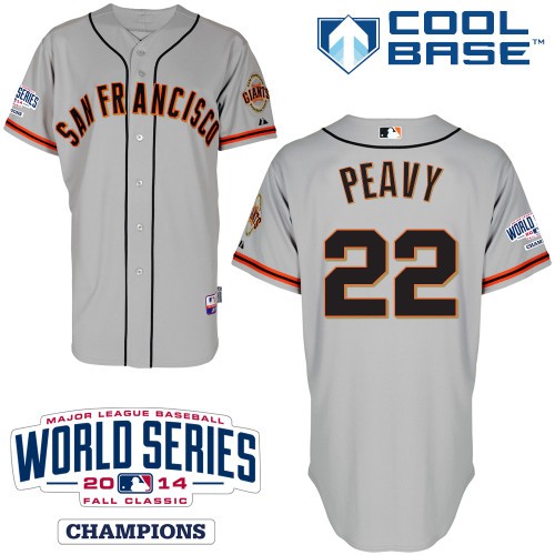 Jake Peavy San Francisco Giants #22 Away Champions Big And Tall Cool Base Jersey - Gray