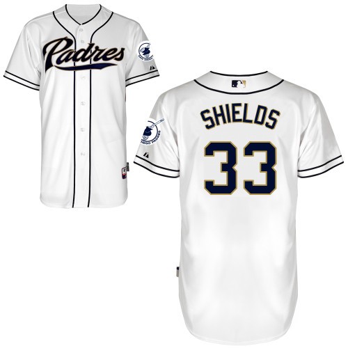 James Shields San Diego Padres #33 Home Big And Tall Cool Base Jersey - White