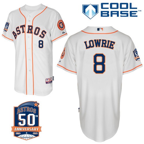 Jed Lowrie Houston Astros #8 Home 50th Big And Tall Cool Base Jersey - White