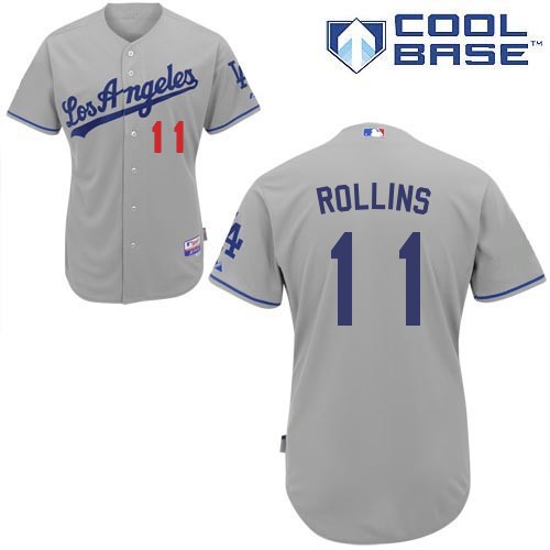 Jimmy Rollins Los Angeles Dodgers #11 Away Big And Tall Cool Base Jersey - Gray