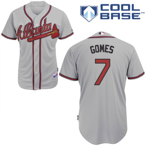 Jonny Gomes Atlanta Braves #7 Away Big And Tall Cool Base Jersey - Gray