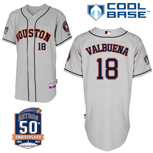 Luis Valbuena Houston Astros #18 Away 50th Big And Tall Cool Base Jersey - Gray