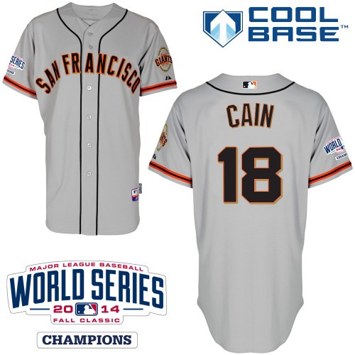 Matt Cain San Francisco Giants #18 Away Champions Big And Tall Cool Base Jersey - Gray