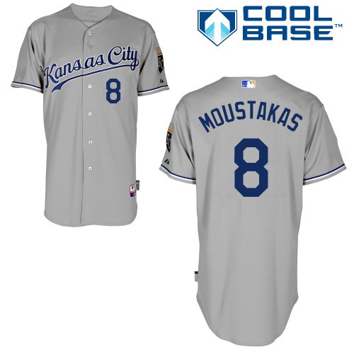 Mike Moustakas Kansas City Royals #8 Away Big And Tall Cool Base Jersey - Gray