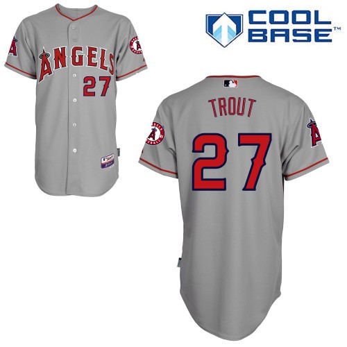 Mike Trout Los Angeles Angels Of Anaheim #27 Away Big And Tall Cool Base Jersey - Gray