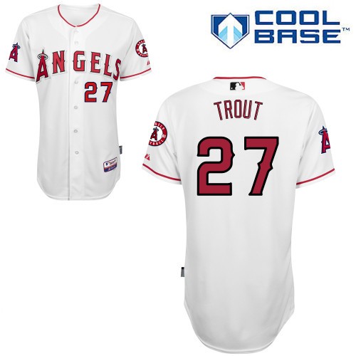 Mike Trout Los Angeles Angels Of Anaheim #27 Home Big And Tall Cool Base Jersey - White