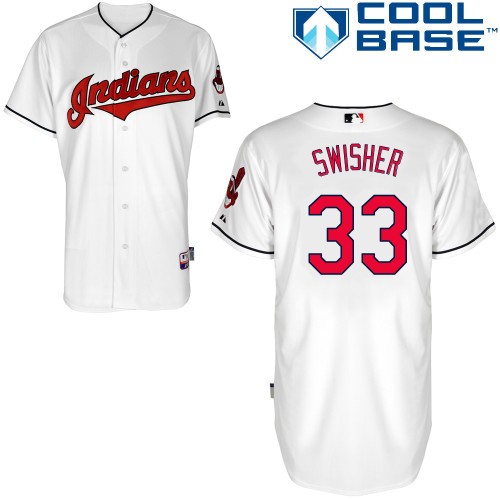 Nick Swisher Cleveland Indians #33 Home Big And Tall Cool Base Jersey - White