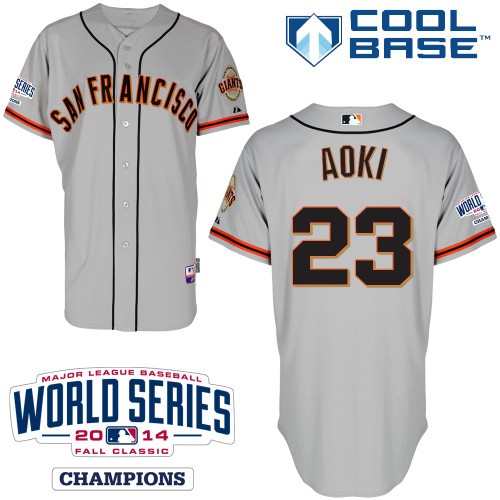 Nori Aoki San Francisco Giants #23 Away Champions Big And Tall Cool Base Jersey - Gray