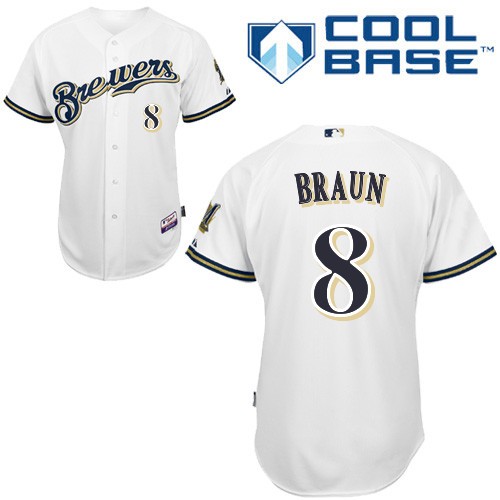 Ryan Braun Milwaukee Brewers #8 Home Big And Tall Cool Base Jersey - White