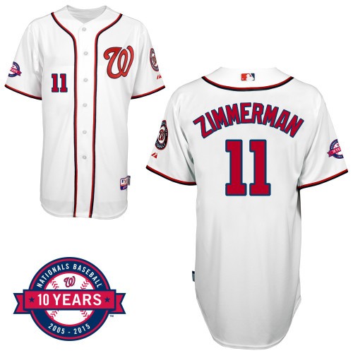 Ryan Zimmerman Washington Nationals #11 Home 10th Patch Big And Tall Cool Base Jersey - White