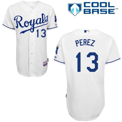 Salvador Perez Kansas City Royals #13 Home Big And Tall Cool Base Jersey - White