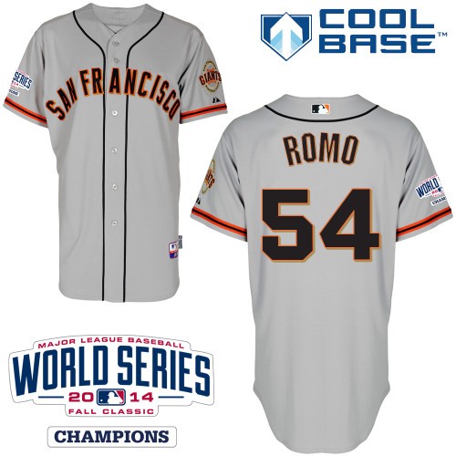 Sergio Romo San Francisco Giants #54 Away Champions Big And Tall Cool Base Jersey - Gray