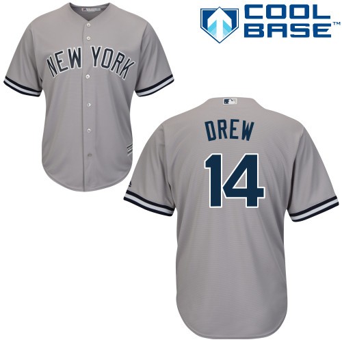 Stephen Drew New York Yankees #14 Away Big And Tall Cool Base Jersey - Gray