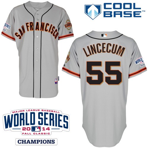 Tim Lincecum San Francisco Giants #55 Away Champions Big And Tall Cool Base Jersey - Gray