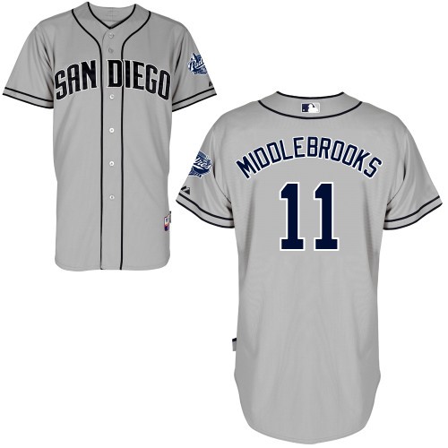 Will Middlebrooks San Diego Padres #11 Away Big And Tall Cool Base Jersey - Gray