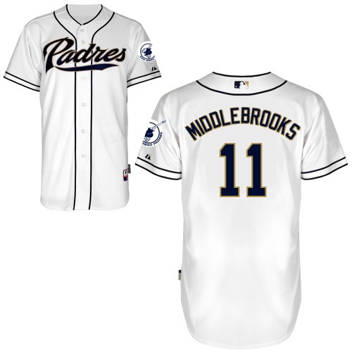 Will Middlebrooks San Diego Padres #11 Home Big And Tall Cool Base Jersey - White