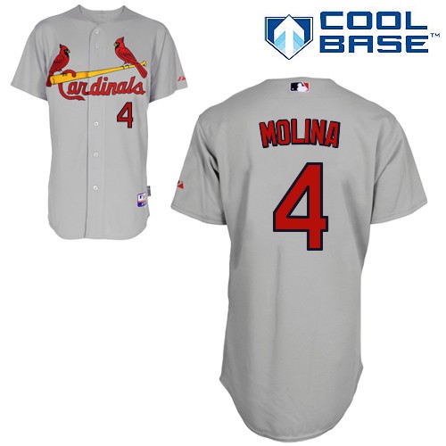 Yadier Molina St. Louis Cardinals #4 Away Big And Tall Cool Base Jersey - Gray