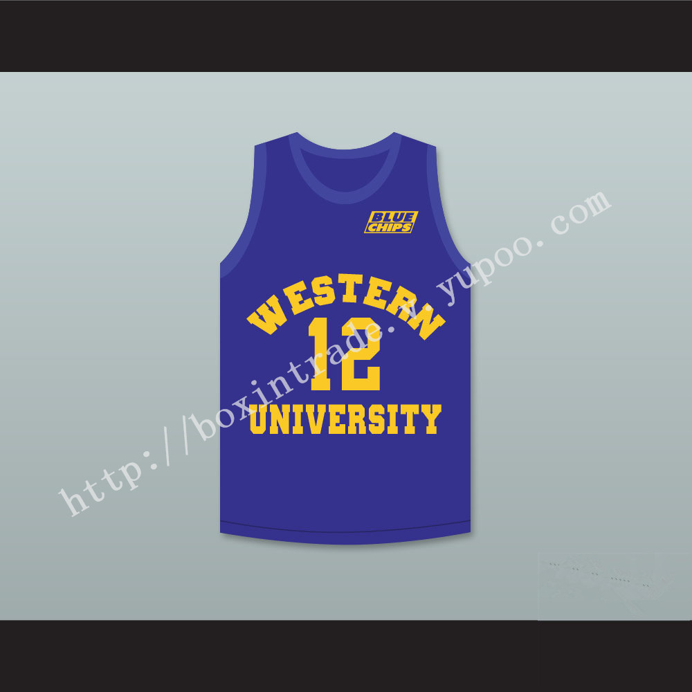 Action Bronson 12 Western University Blue Basketball Jersey with Blue Chips Patch