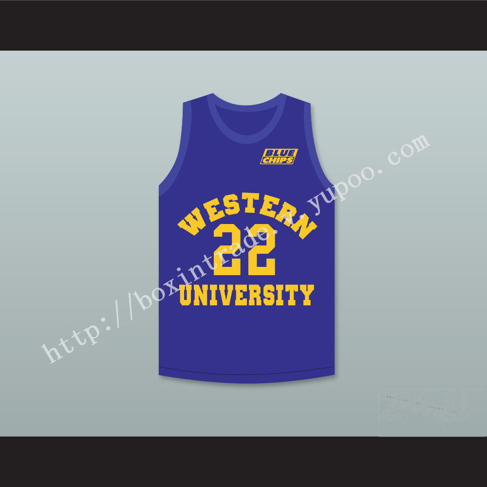 Anfernee Hardaway Butch McRae 22 Western University Blue Basketball Jersey with Blue Chips Patch