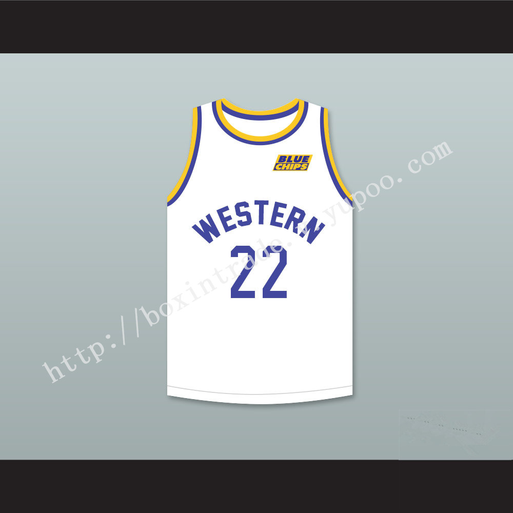 Anfernee Hardaway Butch McRae 22 Western University White Basketball Jersey with Blue Chips Patch