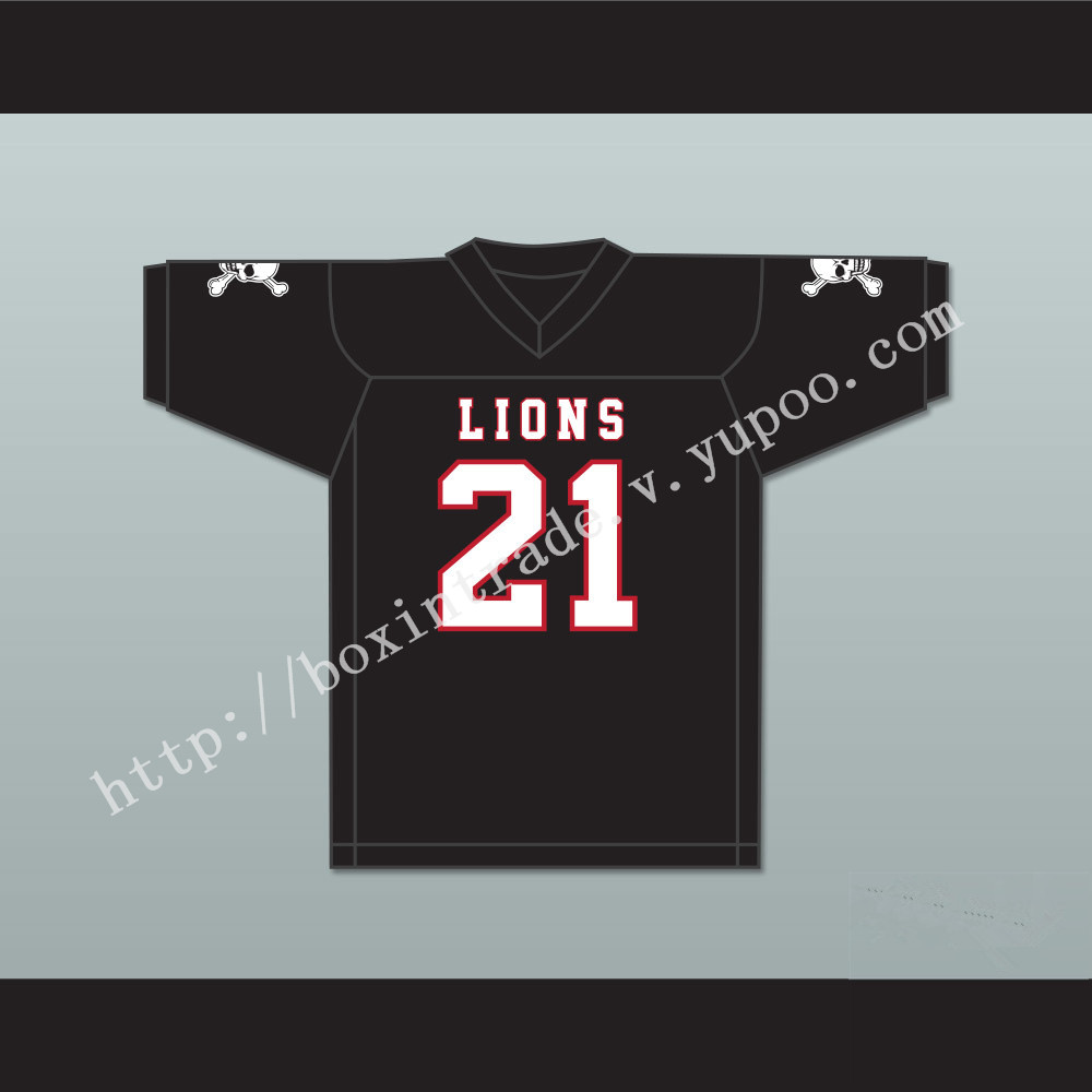 Ryan Lee 21 EMCC Lions Black Football Jersey Includes Patches