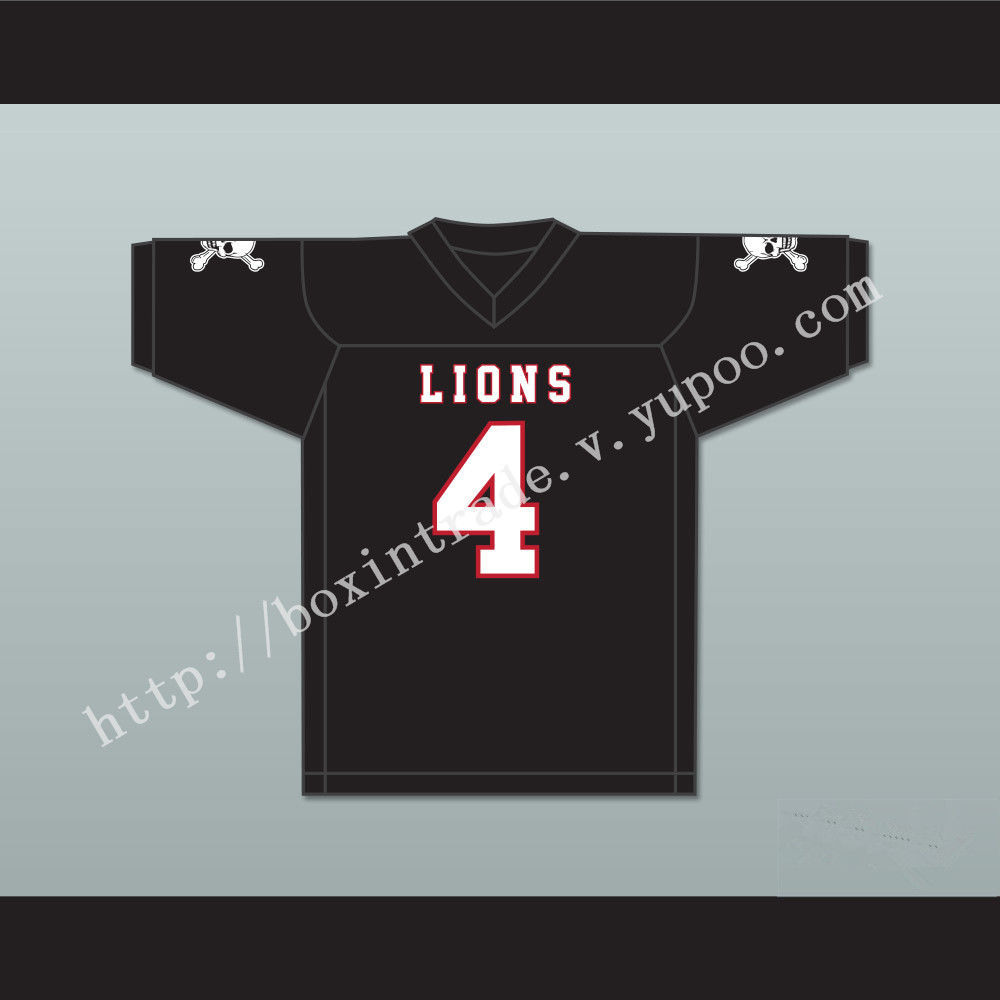 Wyatt Roberts 4 EMCC Lions Black Football Jersey Includes Patches