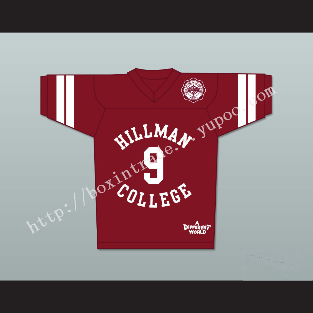 Dwayne Wayne 9 Hillman College Maroon Football Jersey with Theater Patch A Different World