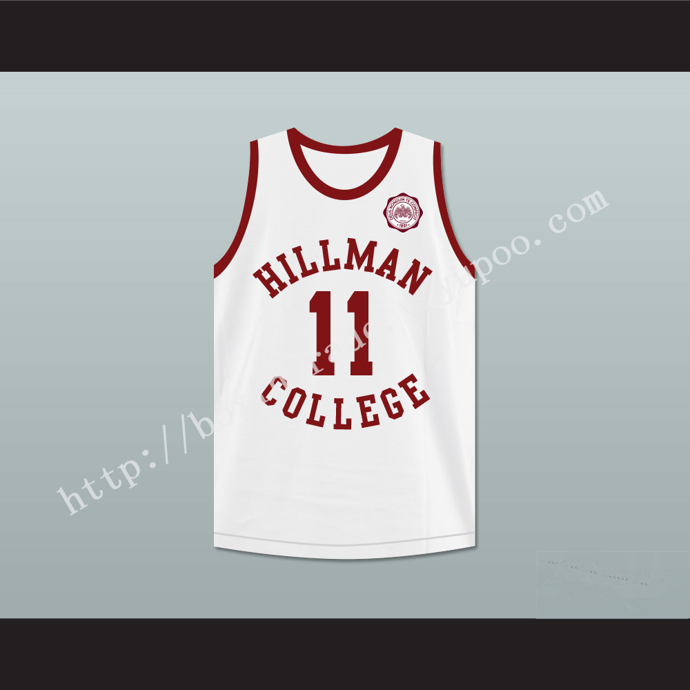 Walter Oakes 11 Hillman College White Basketball Jersey with Eagle Patch