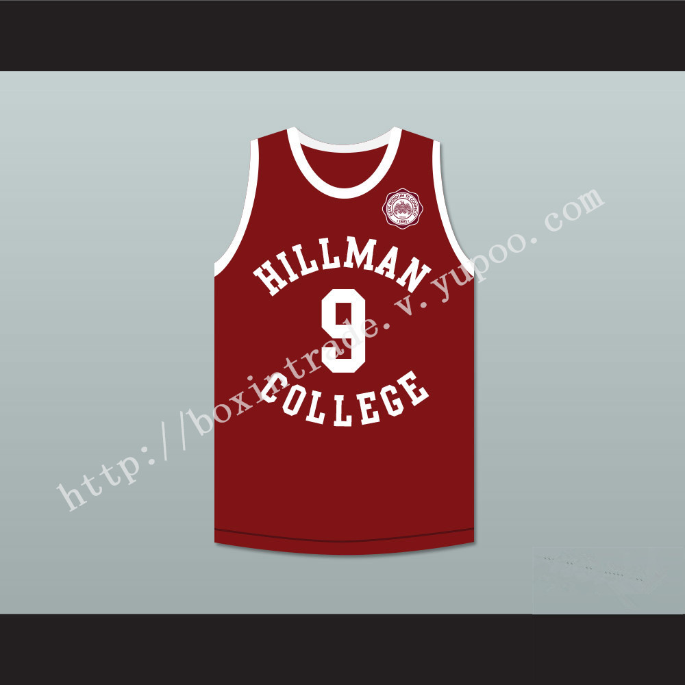 Dwayne Wayne 9 Hillman College Maroon Basketball Jersey with Eagle Patch