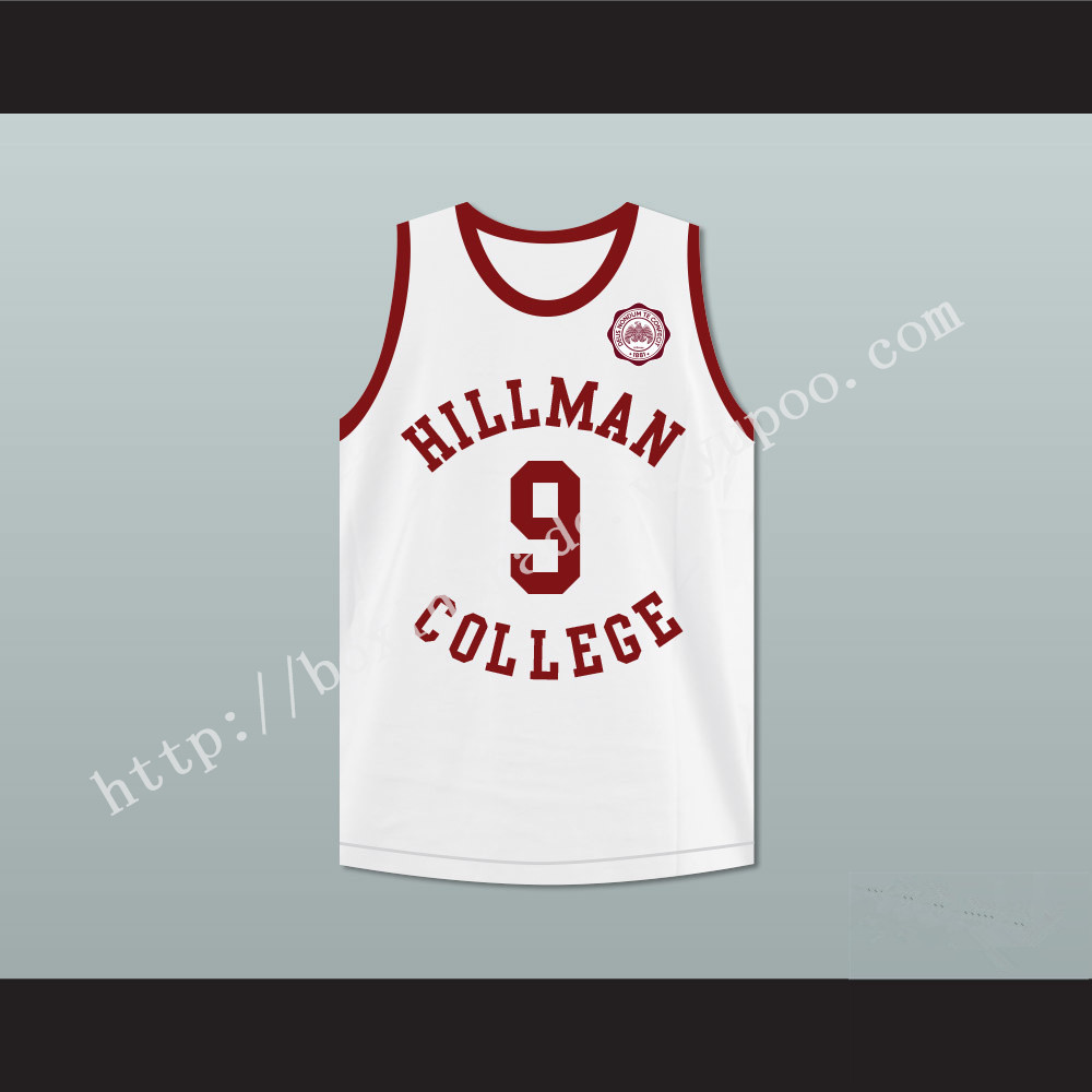 Dwayne Wayne 9 Hillman College White Basketball Jersey with Eagle Patch