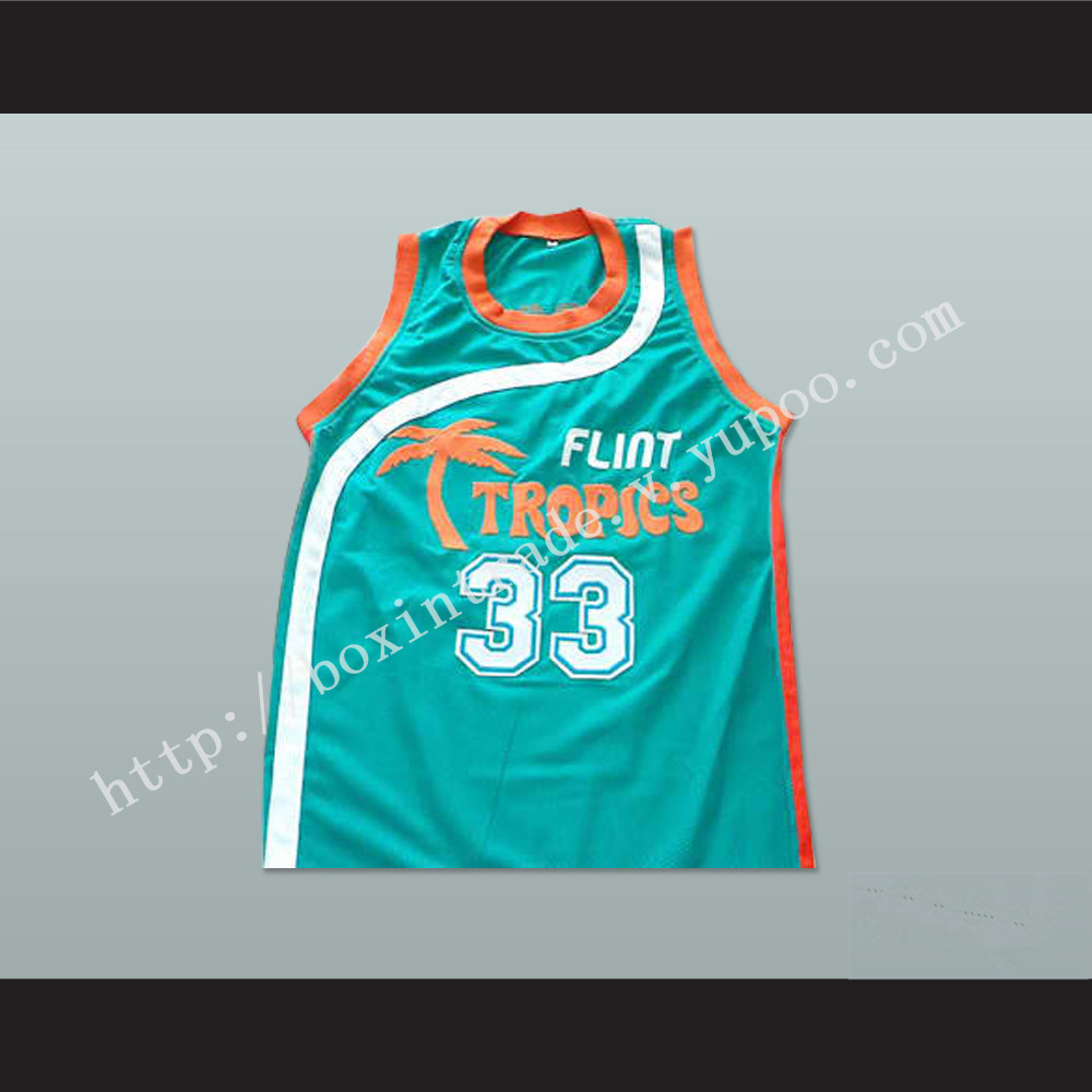 Jackie Moon 33 Flint Tropics Basketball Jersey Semi-Pro Team Teal